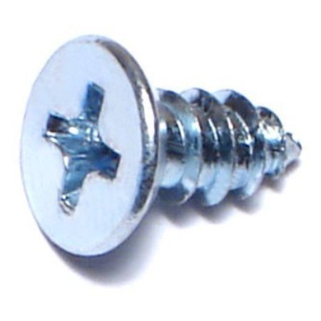 MIDWEST FASTENER Sheet Metal Screw, #8 x 3/8 in, Zinc Plated Steel Flat Head Phillips Drive, 60 PK 63652